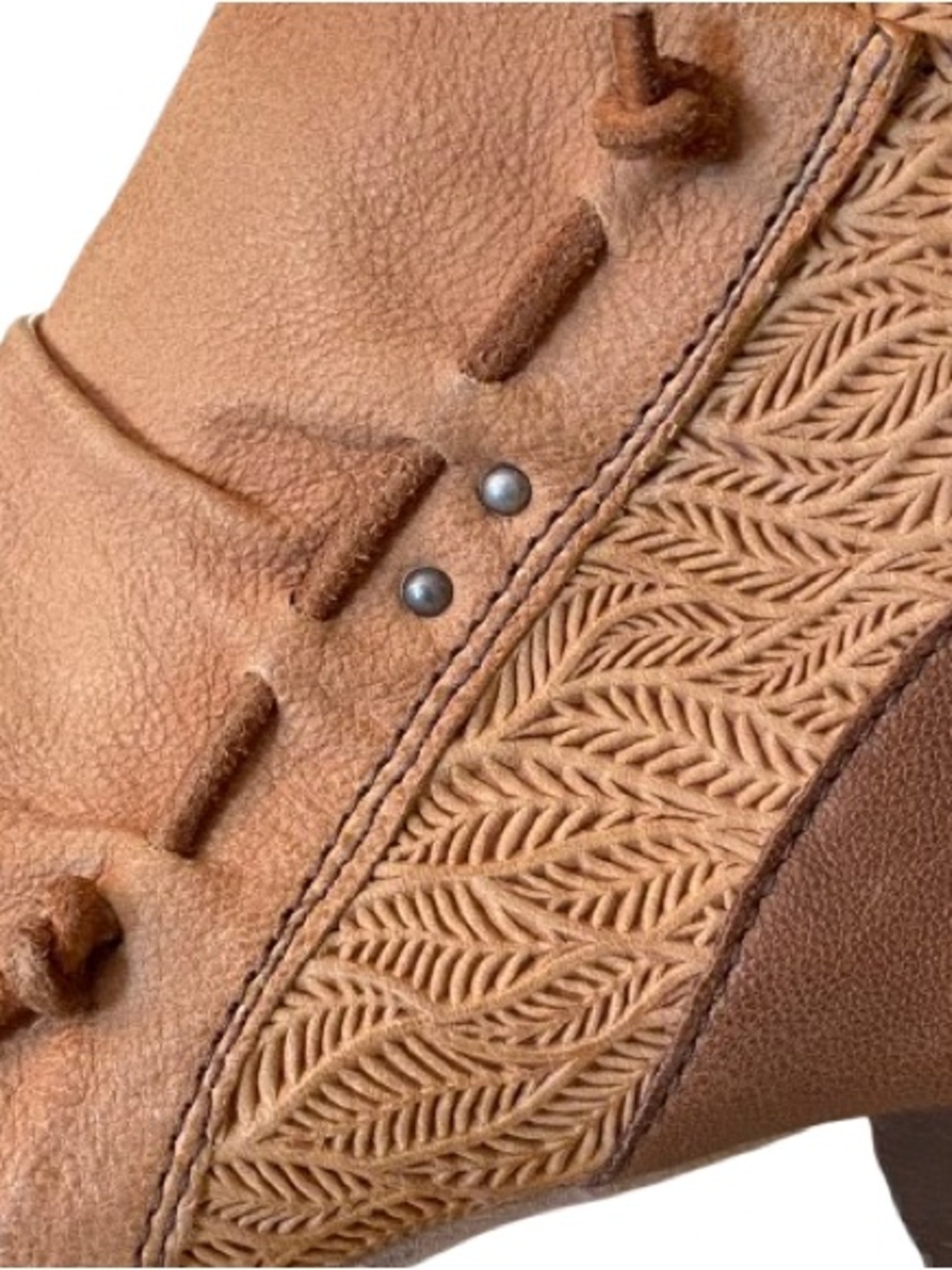 Miz Mooz Women’s Celia Tan Leather Peep Toe Bootie Size 7.5 - 8 Boho Sandal - Picture 11 of 13